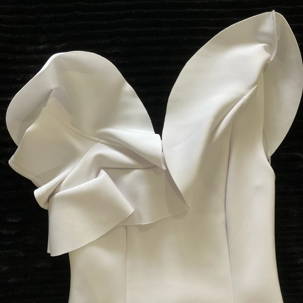 Guess White Asymmetrical Ruffle Top Dress Small - Picture 4 of 16